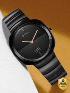Titan Titan Edge Squircle Black Dial Black Ceramic Strap Unisex Automatic Analog Watch - For Men & Women