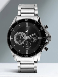 Fastrack Fastrack Big Time Chronograph Black Dial Silver Stainless Steel Strap Analog Watch  - For Men