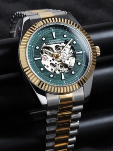 French Connection Men Green Textured Dial Automatic Gold Watch Analog Watch  - For Men