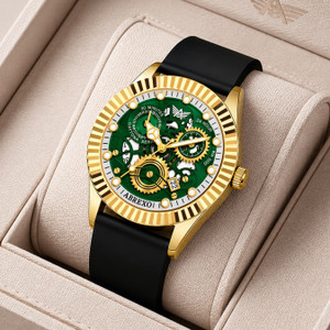 ABREXO Abx1702 Skeleton Dial Quartz Watch for Men (Green/Black) - Image 1