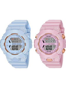 Brixanto Boys Girls Digital Sports Watch Combo – Black & Sky Blue Waterproof Sports Digital Watch  - For Boys & Girls