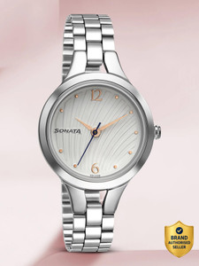 Sonata NP8151SM05 White Dial Silver Stainless Steel Watch - Women - Image 6