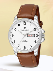 TIMEWEAR 305WDTG TIMEWEAR New Track Number Dial, Day & Date, Brown Leather Strap Analog Watch - For Men