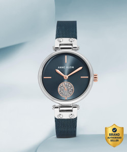 Anne Klein NDAK3001BLRT Anne Klein Black Dial Blue Stainless Steel Strap Analog Watch - For Women