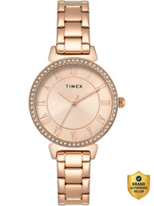 TIMEX TWEL223SMU01 Round 32mm Rose Gold Dial Analog Watch - For Women