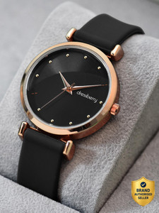 Dressberry Refined Rose Gold Case with Smooth Black Silicone Strap Analog Watch - For Women