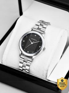 Dressberry Stylish Black Dial Ladies Wristwatch with Crystal Markers Analog Watch  - For Women
