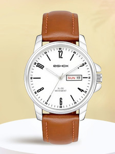 Rishox New Track Number Dial, Day & Date, Brown Leather Strap Analog Watch Rishox New Track Number Dial, Day & Date, Brown Leather Strap Analog Watch Analog Watch  - For Men