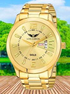 LOIS CARON LCS-8404 ORIGINAL GOLD PLATED DAY & DATE FUNCTIONING Analog Watch – For Men
