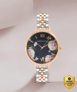 Joker & Witch Joker & Witch Fleur 38mm Black Dial Multi Color Stainless Steel Watch for Women Analog Watch - For Women