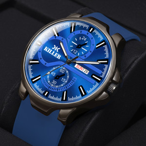 KILLER Gun Metal Series | Smart Watch Strap | 3D Glass |Smart Clip | Working Day & Date Analog Watch - For Men