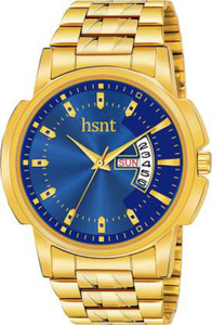 hsnt HT-7077 ORIGINAL GOLD PLATED DAY & DATE FUNCTIONING PREMIUM QUALITY Analog Watch  - For Men