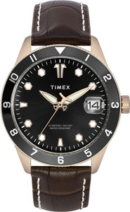 TIMEX Date Display with Magnifier, Black Dial Analog Watch  - For Men
