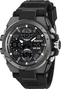 RUSTET 2145 50m Waterproof Dual-Time Multifunctions 12H / 24H Format Analog-Digital Watch - For Men