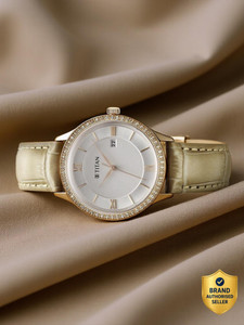 Titan 95247WL04-DP468-BRIGHT LEATHERS LADIES Titan Bright Leathers Silver Dial Beige LeatherStrap Analog Watch  - For Women