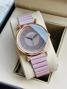 Lucifer DRW38 PEACH women watch Watch for Women Round Peach Dial Metal Bracelet Chain Strap For Girls Analog Watch  - For Women