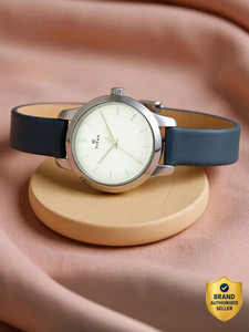 Titan NP2481SL10 Titan Workwear White Dial Blue leather strap Analog Watch - For Women