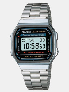 CASIO Vintage A168WA-1WDF Black Dial Silver Stainless Steel Band Digital Watch  - For Men & Women