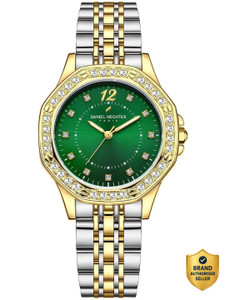 DANIEL HECHTER Model DHW2009 Paris Vendome Collection, Crystal Studded Bezel Crystal Accents, Stainless Strap Analog Watch  - For Women
