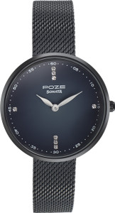SONATA Poze Poze Black Dial Black Metal Strap Analog Watch  - For Women