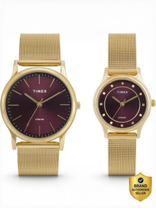 TIMEX Round 39mm Burgundy Dial Analog Watch - For Men & Women