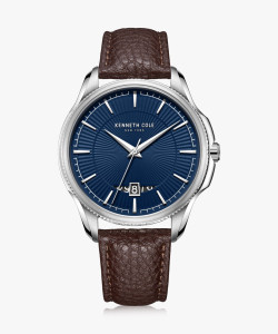 Kenneth Cole KCWGB2217801MN Quartz Analog with Date Blue Dial Leather Strap Watch Analog Watch  - For Men