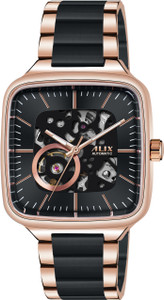 Alix AL2914 Stainless Steel Rose Gold and Black Two Tone Strap Analog Watch - For Men
