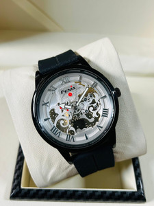 FENlX Rajwadi ( White ) Men’s Skeleton Dial Analog Watch with Black Strap – Luxury Mechanical Design Analog Watch  - For Men