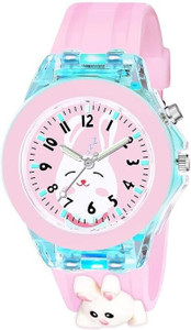 SALINA Pink-Rabbit 3D Rabbit Cartoon Design Multicolor Changing Light Watch for Kids Analog Watch - For Boys & Girls