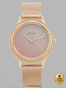 Titan Titan Ladies Purple Glam It Up Phase 2 Titan Purple Glam It Up Pink Dial Rose Gold Stainless Steel Strap Analog Watch  - For Women