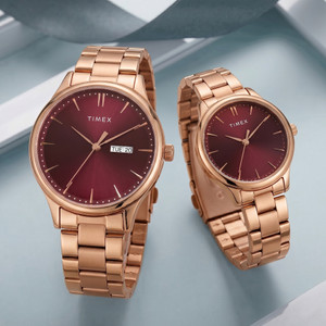 TIMEX Round 43mm Burgundy Dial Analog Watch - For Men & Women