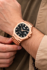 ABREXO Abx8215 BK RG Bracelet Premium Series Black Dial Date Working Rosegold Stainless Steel Watch For Boys Analog Watch  - For Men