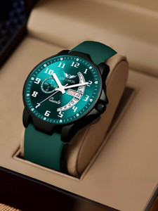 LOIS CARON Green dial silicone strap Elegant Series Square Quartz For /Boys Wrist Analog Watch  - For Men