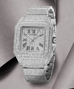 RS TRADER CO STAINLESS STEEL LUXURY FASHION DIAMOND CRYSTAL DIAL SILVER CHAIN STAINLESS STEEL DIAMOND CRYSTAL SILVER CHAIN Analog Watch  - For Men