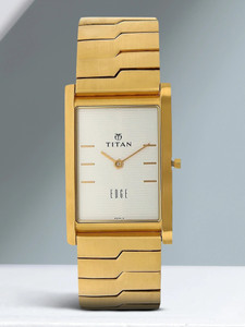 Titan KCWLG0032903LD,NT1043YM01 Titan Edge Silver Dial Gold Stainless Steel Strap घड़ी - पुरुषों के लिए