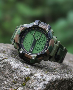 Trex CH_012 Sport Green Army Pattern Multi Function Stop Watch Alarm Water&Shock Resistance Digital Watch  - For Boys
