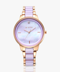 Titan Purple Ceramic Titan Purple MOP Dial RoseGold & Lavender Ceramic Strap Analog Watch - For Women