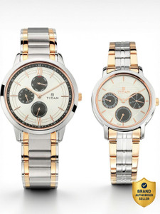 Titan Titan Bandhan Multifunction Silver Dial TwoToned SS Strap Couple Analog Watch  - For Couple