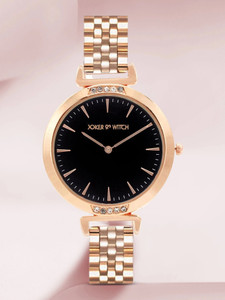 Joker & Witch Joker & Witch Petite 36mm Black Dial Rosegold Stainless Steel Watch for Women Analog Watch  - For Women