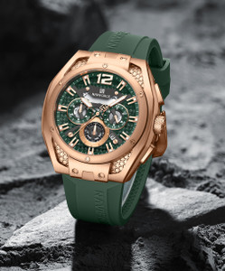 NAVIFORCE NF8063 Rosegold-Green Chronograph Watch - Image 6