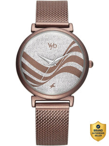Fastrack Fastrack Vyb Seeker Silver Dial Brown Stainless Steel Strap Watch for Girls Analog Watch  - For Women