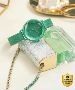Fastrack Vyb Aurora Green Dial Green Strap Analog Watch - For Women