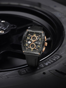 NAVIFORCE 8052 Rosegold & Black Luminous Hollow Dial with three chrongraph function Analog Watch  - For Men
