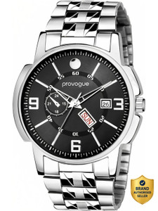 PROVOGUE Sliver Chain Day & Date Display Original Sliver Plated Day and Date Funtioning Analog Watch  - For Men