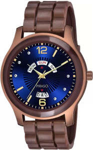 PIRASO D&D C25 BLUE BROWN MESH DESIGNER ANALOG DAY AND DATE WORKING BLUE DIAL BROWN MESH DESIGNER WATCH FOR MEN & BOYS Analog Watch  - For Men