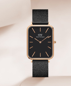 Daniel Wellington 腕時計 QUADRO PRESSED ASHFIELD DW00100467 Quadro Pressed Ashfield - Gold and Black Watch | DW