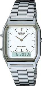 CASIO AQ-230A-7DMQ Vintage AQ-230A-7DHDF White Dial Silver Stainless Steel Band Analog-Digital Watch  - For Men & Women