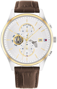 TOMMY HILFIGER Weston Tommy Hilfiger Multifunction Silver Dial Brown LeatherStrap Analog Watch  - For Men