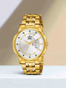 LIMESTONE Day & Date Original Gold Plated HMTS Adjsutable Bracelet Quartz Analog Watch  - For Men