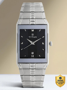 Titan Titan with Date Black Dial Silver Stainless Steel Strap Analog Watch  - For Men